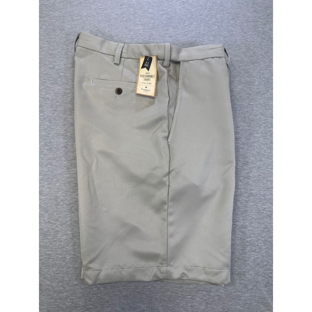 Haggar Mens Cool 18 Performance Shorts Khaki Tan Expandable Waist 34 NEW
